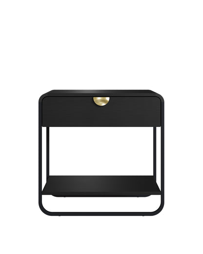 Mesa de Cabeceira com 1 Gaveta Dunna 60 cm - Preto c/ Dourado