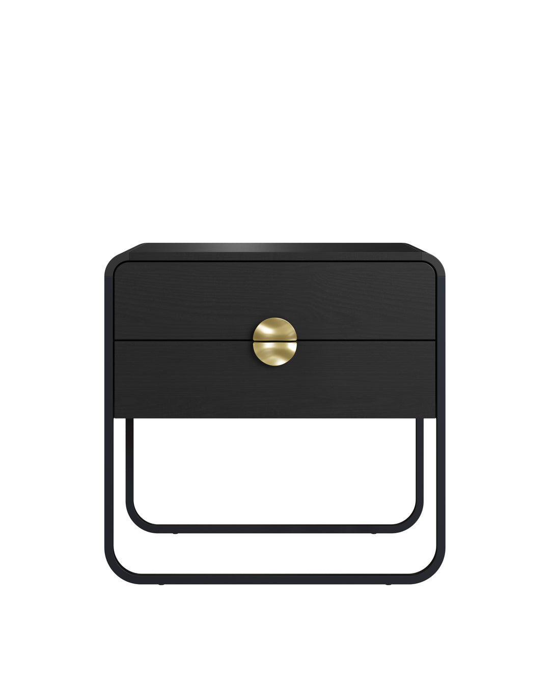 Mesa de Cabeceira com 2 Gavetas Dunna 60 cm - Preto c/ Dourado