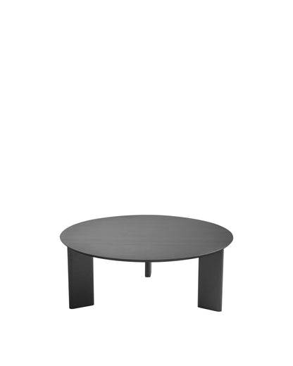 Mesa de Centro Redonda com Pés de Madeira Maciça Moova 80 cm - Preto Fosco