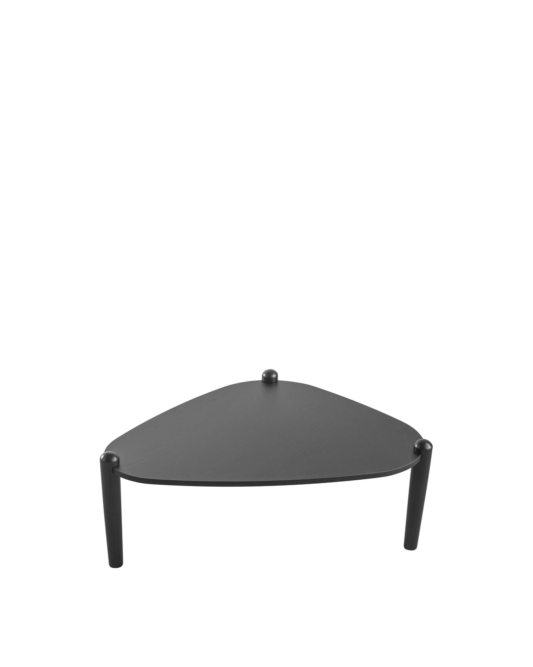 Mesa de Centro Triangular com Pés em Madeira Maciça Mori 84 cm - Preto Fosco