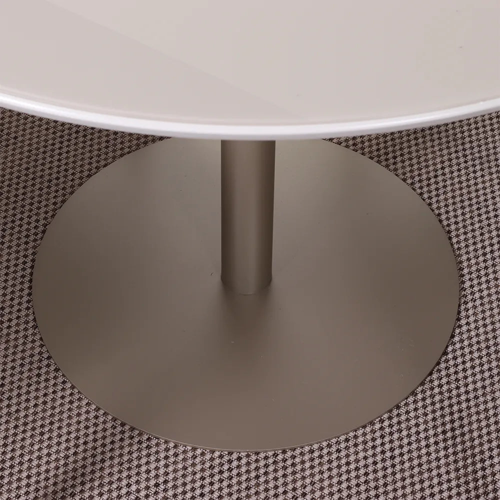 Mesa de Jantar Redonda com Vidro para 4 Lugares Cloe 108 cm - Champanhe c/ Off White Fosco