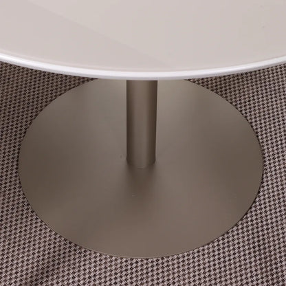 Mesa de Jantar Redonda com Vidro para 4 Lugares Cloe 108 cm - Champanhe c/ Off White Fosco