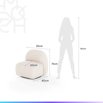 Poltrona Estofada Giratória Aurora - Linho Texturizado Off White