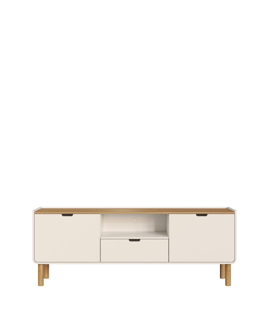 Rack Orgânico 2 Portas 1 Gaveta Yume 180 cm - Off-White c/ Mel
