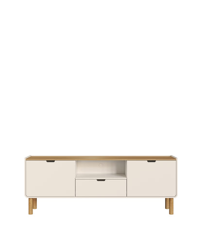 Rack Orgânico 2 Portas 1 Gaveta Yume 180 cm - Off-White c/ Mel
