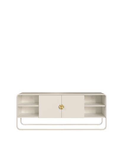 Rack Orgânico 2 Portas com Pés em Aço Dunna 150 cm - Off-White Fosco