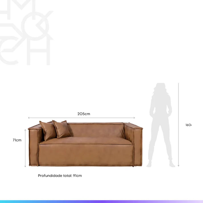 Conjunto Sala de Estar Rack para TV até 75” Aspen - Sofá 3 Lugares Freddo