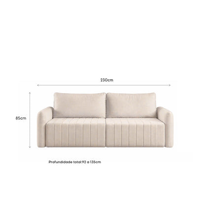 Sofá Retrátil 4 Lugares Nápole 230 cm - Linho Texturizado Bege