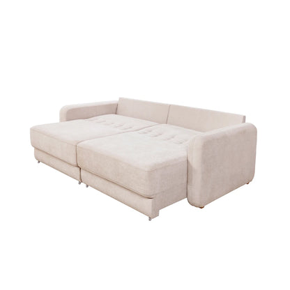Sofá Cama Retrátil e Reclinável 3 Lugares Hudson 190 cm - Linho Texturizado Bege