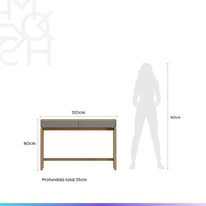 Aparador 2 Gavetas Amsterdã 120 cm - Natural c/ Verde