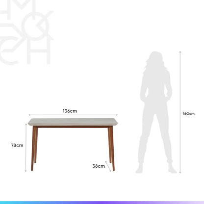 Aparador c/ Vidro Valência 136 cm - Natural c/ Branco