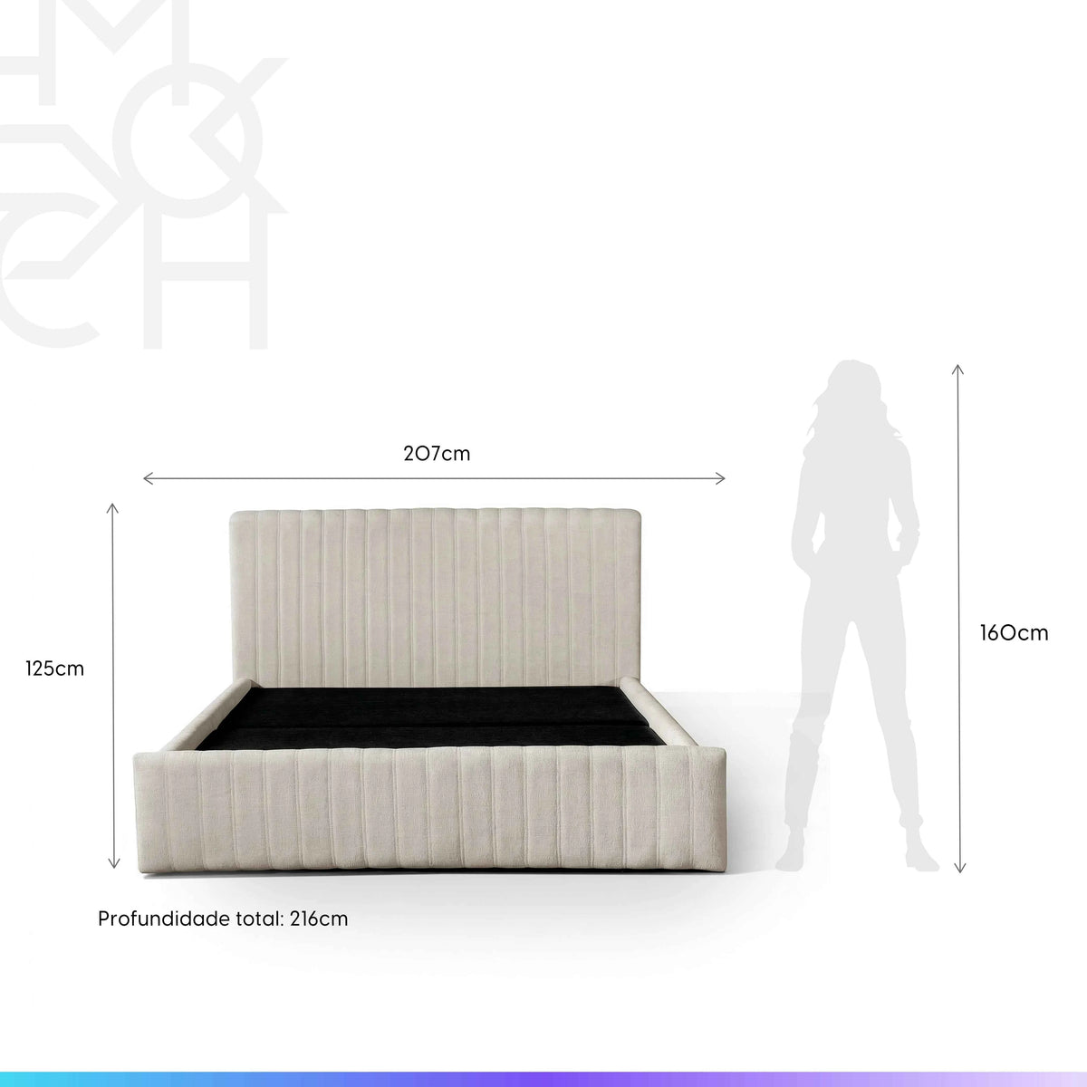 Cama Estofada King com Cabeceira Louise - Linho Off White