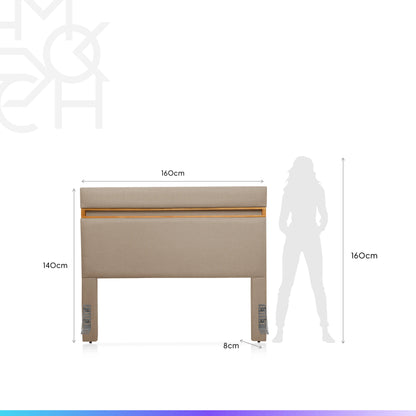 Cabeceira Queen Estofada Mira 160 cm - Mel c/ Linho Bege