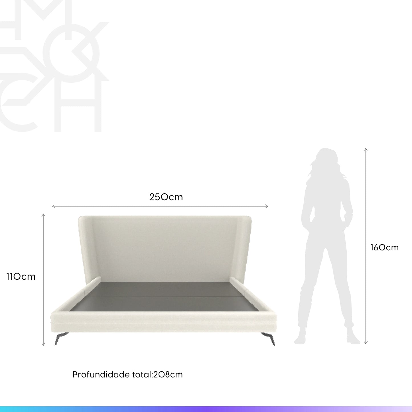 Cama Estofada King com Cabeceira Elara - Linho Off White