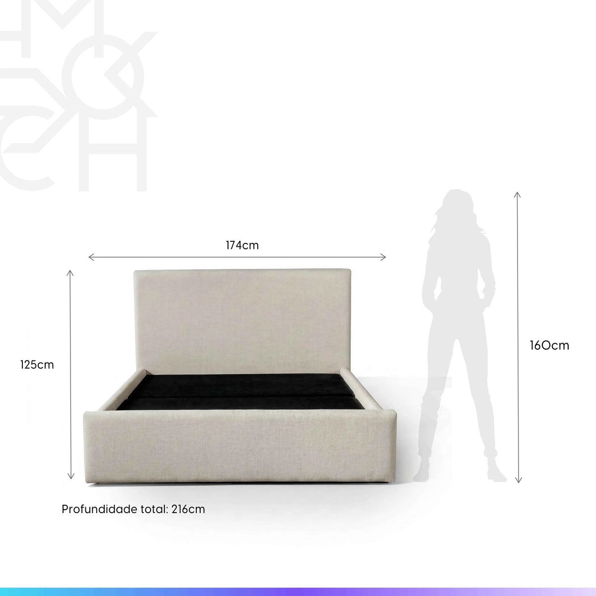 Cama Estofada Queen com Cabeceira Alicia - Linho Off White
