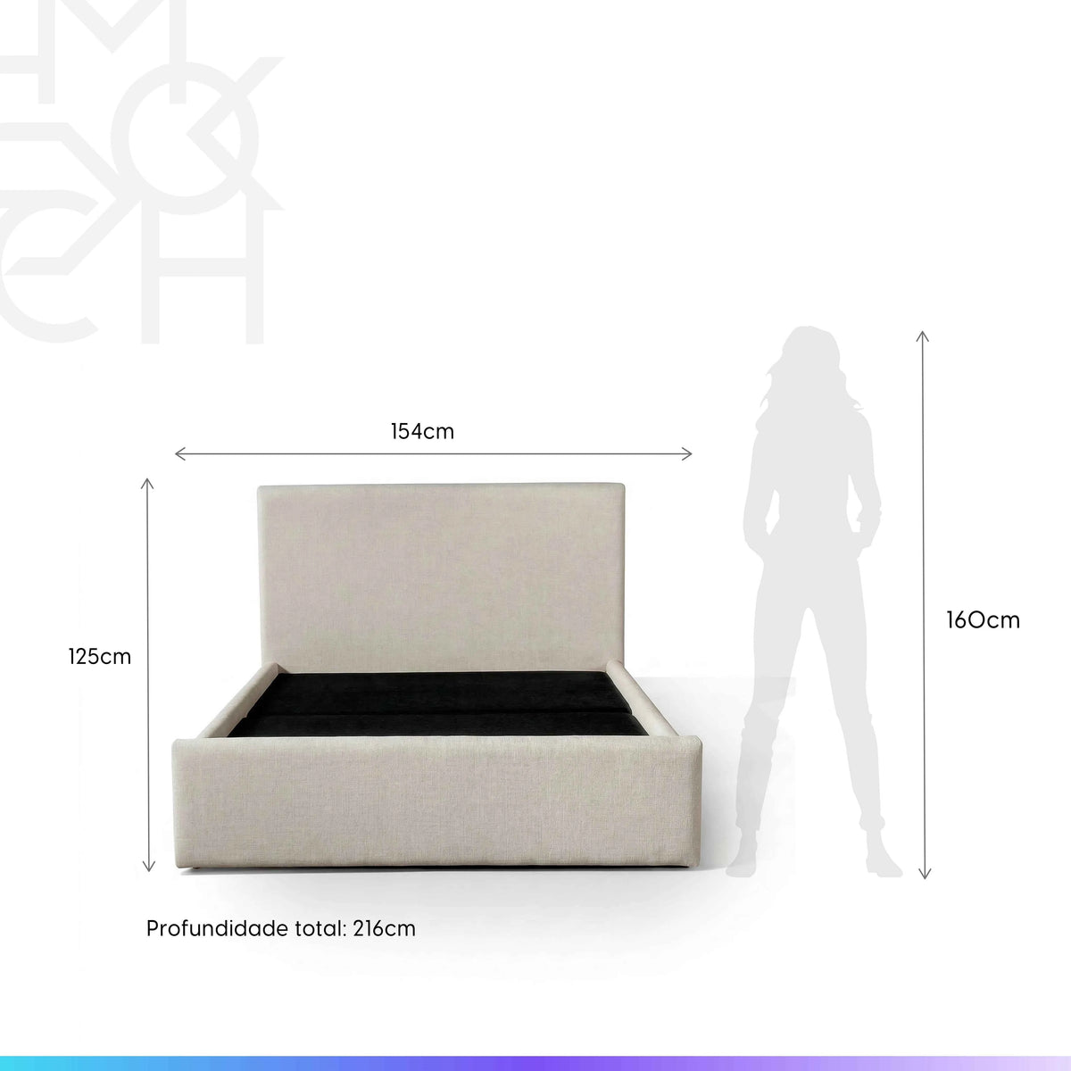 Cama Estofada de Casal com Cabeceira Alicia - Linho Off White