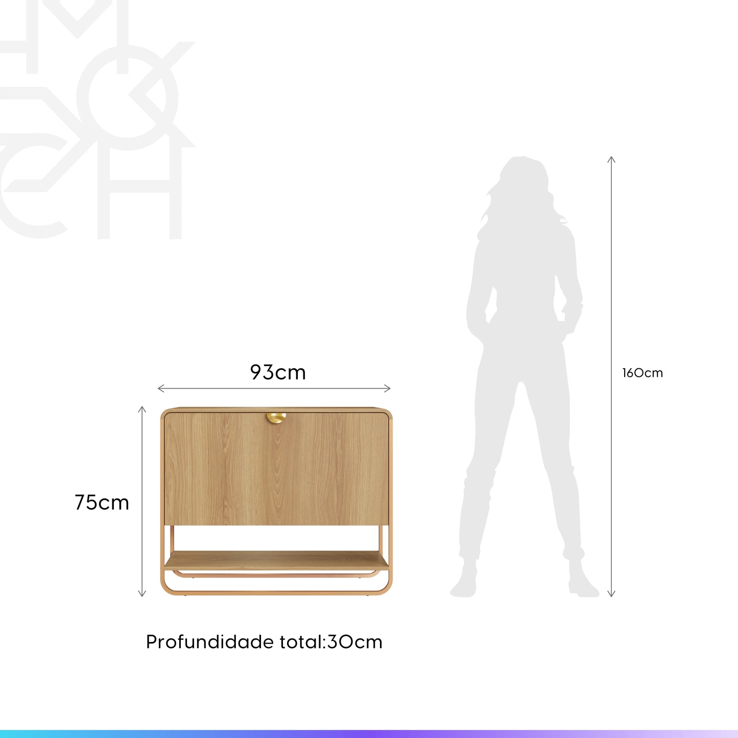 Conjunto Sapateira 1 Porta com Prateleira 3 Guanchos Dunna - Mel c/ Dourado