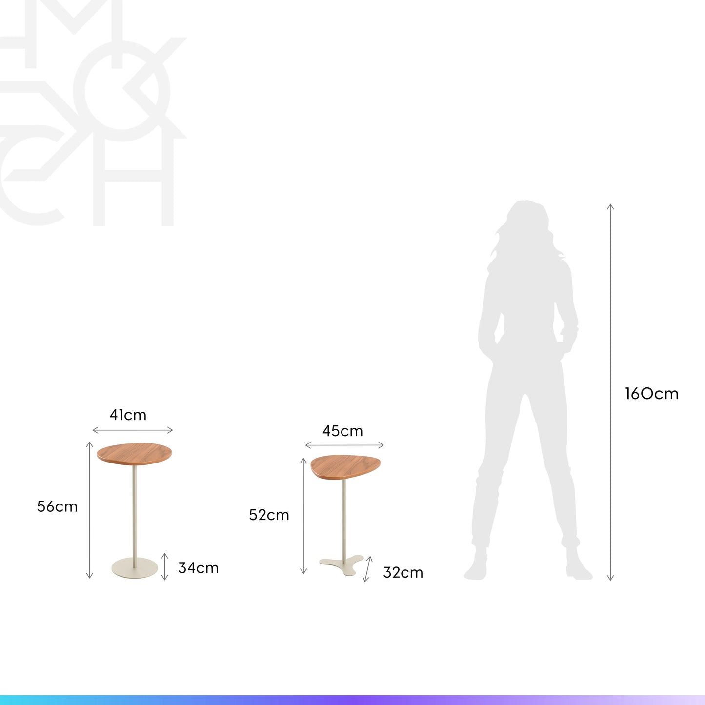 Conjunto de 2 Mesas Laterais Orgânica Botanic - Canella c/ Champanhe