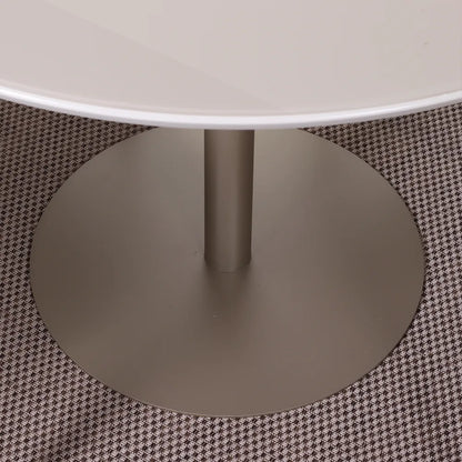 Conjunto de Jantar Mesa Redonda com Vidro Cloe 4 Cadeiras Lara - Champanhe c/ Off White - Fendi