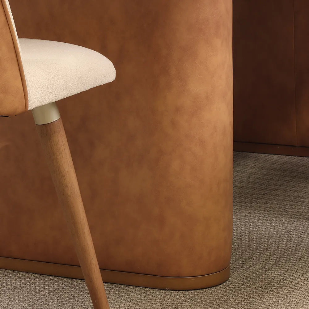 Conjunto de Jantar Mesa Retangular com Vidro Lintz com 8 Cadeiras Giratória Dakota - Canella c/ Caramelo