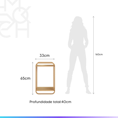 Mesa Lateral Retangular Dunna 33 cm - Mel c/ Dourado