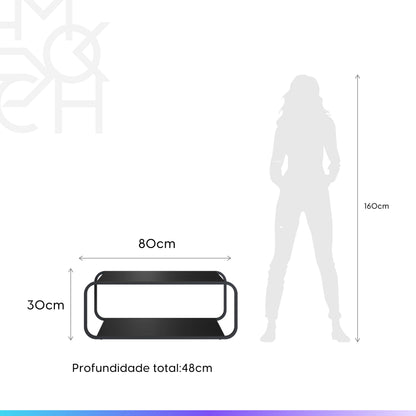 Mesa de Centro Retangular Dunna 80 cm - Preto
