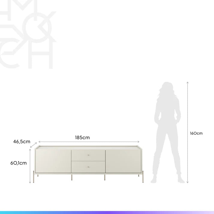 Conjunto Sala de Estar Completo Rack para TV até 75” Jasper - Sofá Cama 3 Lugares Vancouver - 2 Mesas Laterais Orb