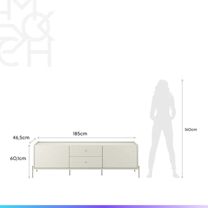Conjunto Sala de Estar Completo Rack para TV até 75” Jasper - Sofá Cama 3 Lugares Vancouver - 2 Mesas Laterais Orb