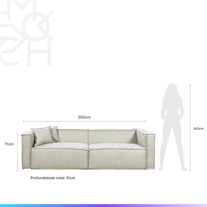 Sofá 4 Lugares Freddo 250 cm - Linho Texturizado Bege