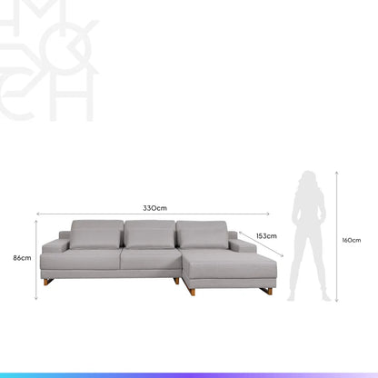 Conjunto Sala de Estar Rack para TV até 75” Aspen - Sofá 6 Lugares com Chaise Lado Direito Mônaco