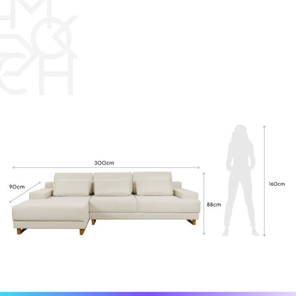 Conjunto Sala de Estar Rack para TV até 75” Flynt - Sofá 6 Lugares com Chaise Lado Esquerdo Mônaco