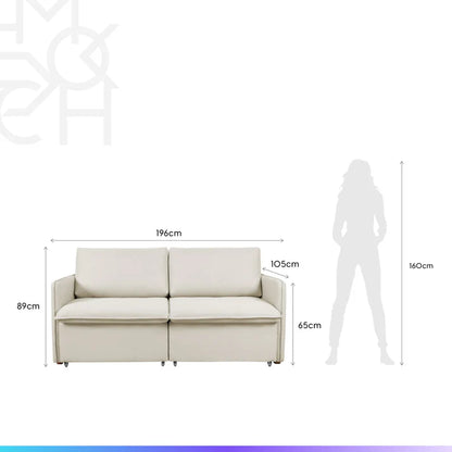 Conjunto Sala de Estar Completo Rack para TV até 75” Jasper - Sofá Cama 3 Lugares Vancouver - 2 Mesas Laterais Orb