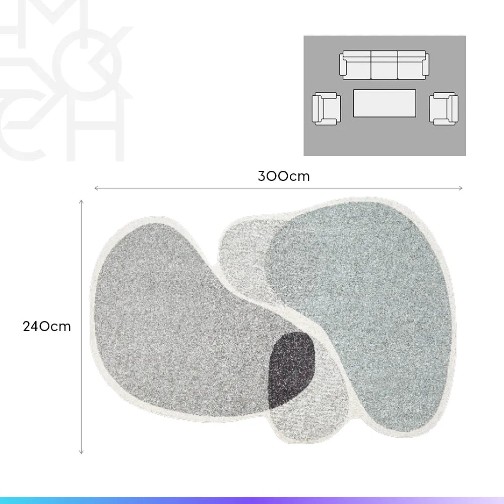 Tapete Orgânico Egípcio para Sala e Quarto Solin 240 x 300 cm - Cinza