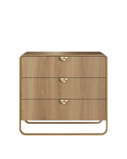 Cômoda com 3 Gavetas Dunna 90 cm - Mel c/ Dourado