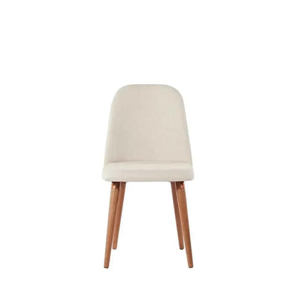 Conjunto com 8 Cadeiras de Madeira Maciça Estofada New Drop - Natural c/ Linho Off White - Cobre