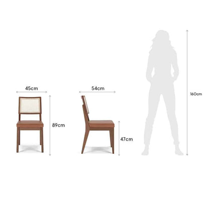 Conjunto de 4 Cadeiras de Madeira Maciça Estofada com Palhinha Saga - Natural c/ PU Caramelo