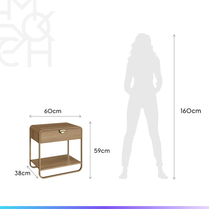 Mesa de Cabeceira com 1 Gaveta Dunna 60 cm - Mel c/ Dourado