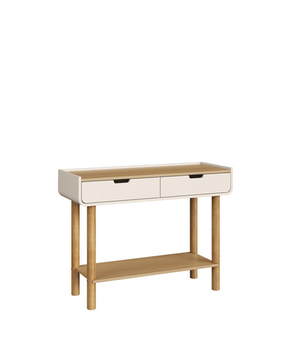 Aparador Orgânico 2 Gavetas Yume 100 cm - Off-White c/ Mel