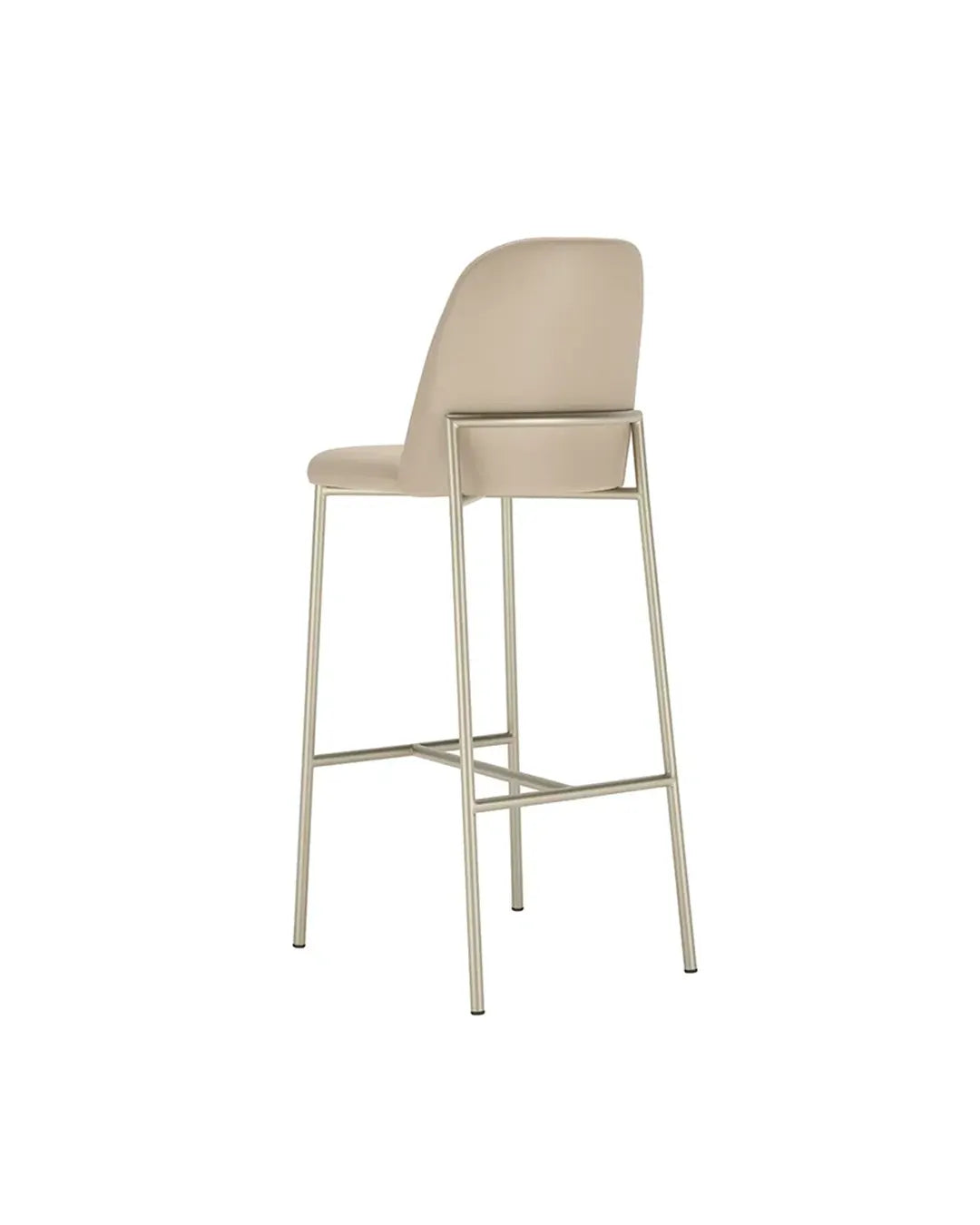 Banqueta Alta de Aço Estofada Lucille - Champanhe c/ PU Off White