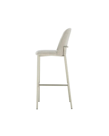 Banqueta Alta de Aço Estofada Lucille - Champanhe c/ Soft Palha
