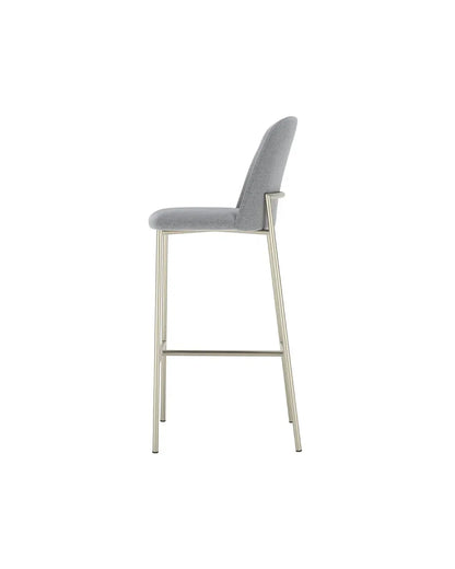 Banqueta Alta de Aço Estofada Lucille - Champanhe c/ Stone Carbono