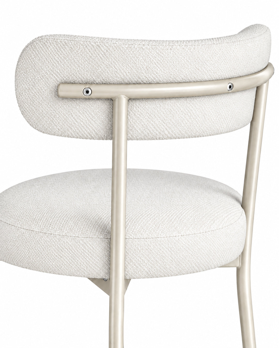 Banqueta Alta de Aço Estofada Olyra - Off White
