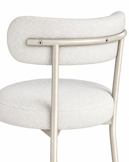 Banqueta Alta de Aço Estofada Olyra - Off White