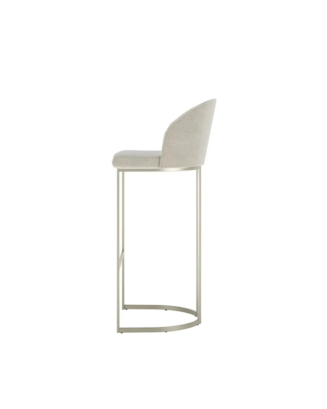 Banqueta Alta de Aço Estofada com Braços Beverly - Champanhe c/ Soft Palha