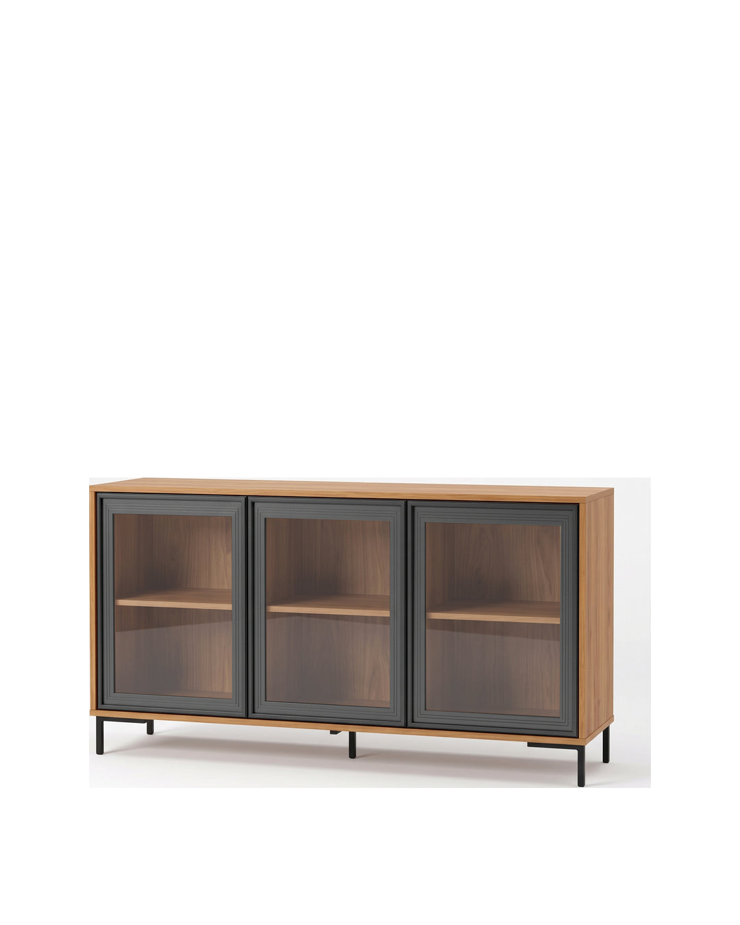 Buffet 03 Portas com Vidro Vitria 134 cm - Mel c/ Preto