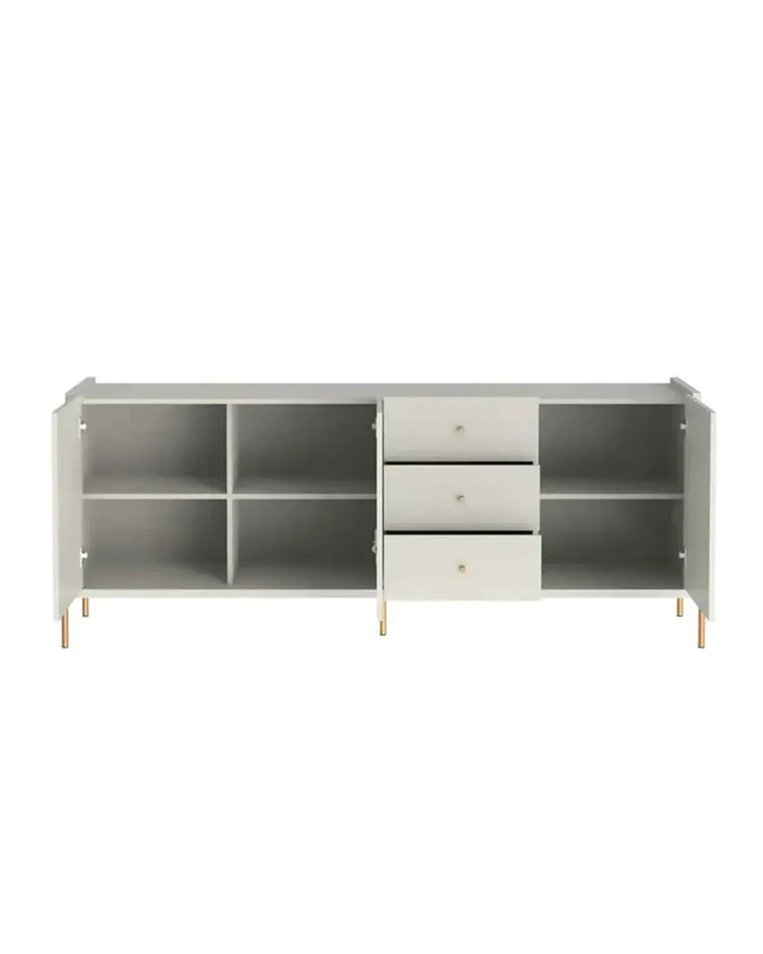 Buffet 3 Portas 3 Gavetas Jasper 184 cm - Off White Fosco c/ Dourado
