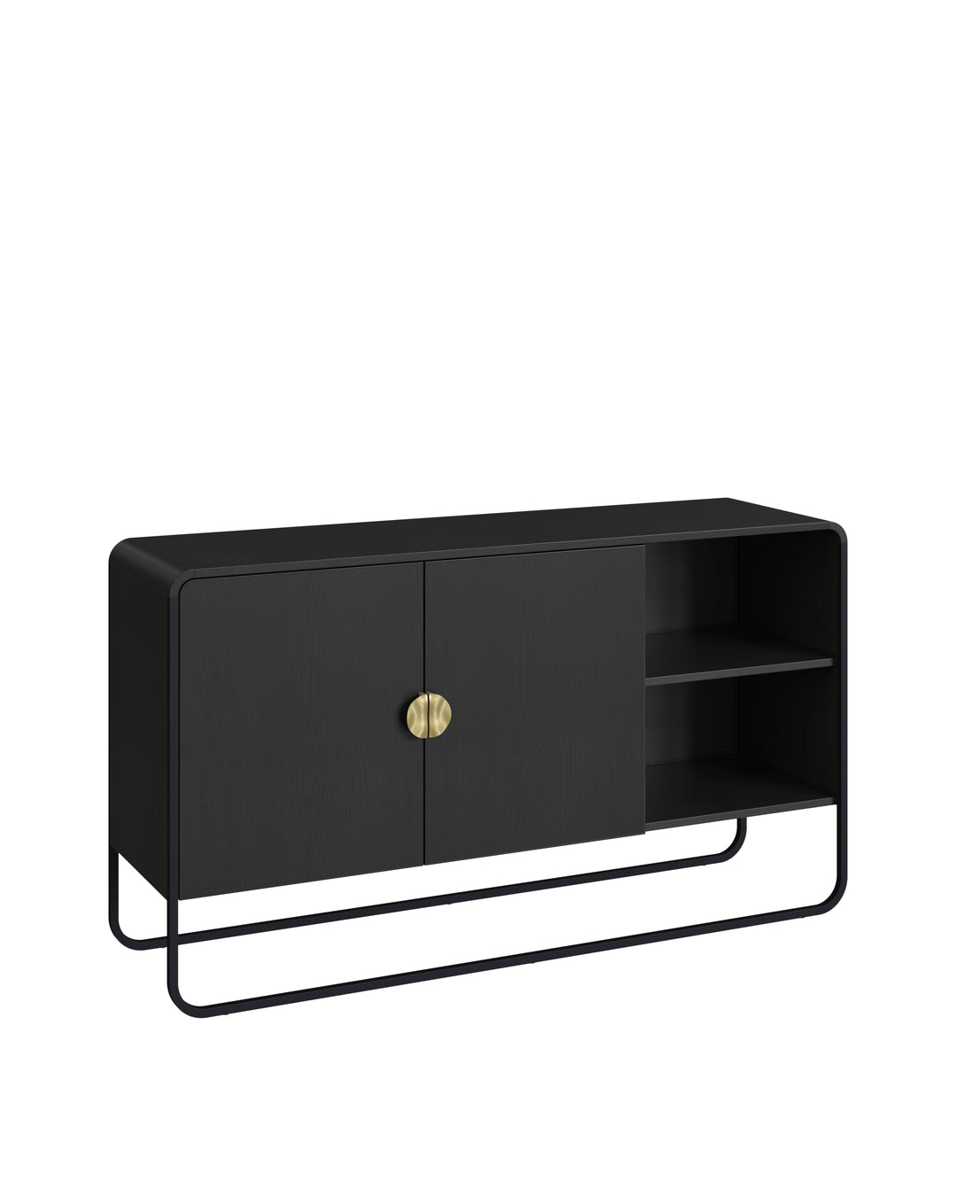 Buffet 2 Portas 1 Prateleira Pés em Aço Dunna 135 cm - Preto c/ Dourado