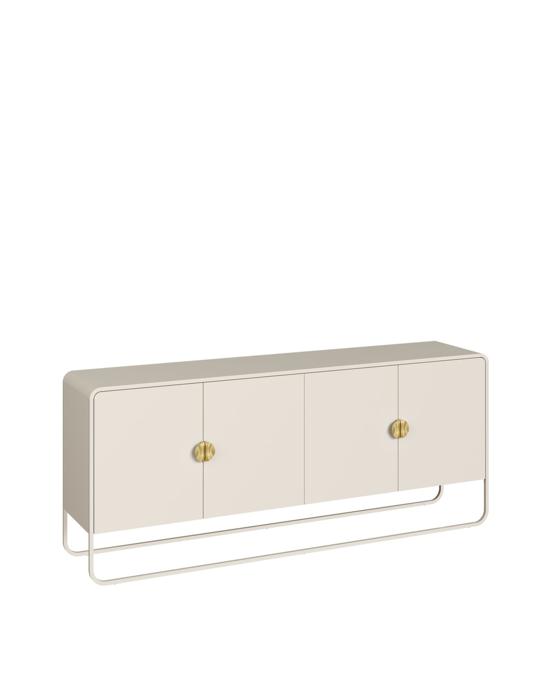 Buffet 4 Portas Pés em Aço Dunna 180 cm - Off White c/ Dourado