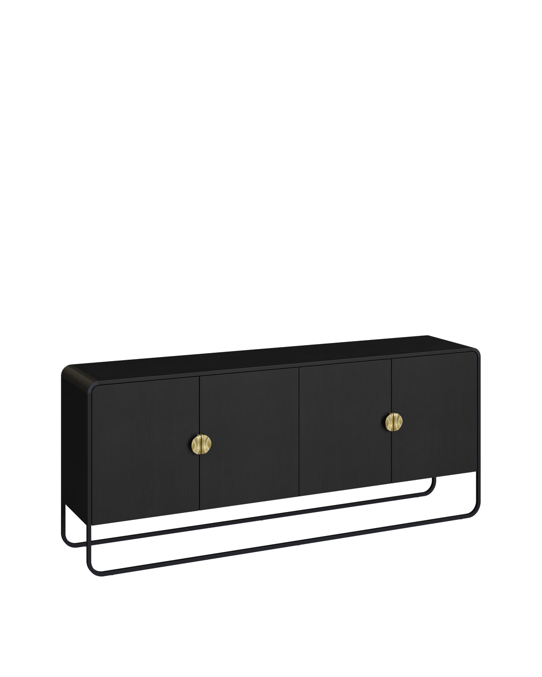 Buffet 4 Portas Pés em Aço Dunna 180 cm - Preto c/ Dourado