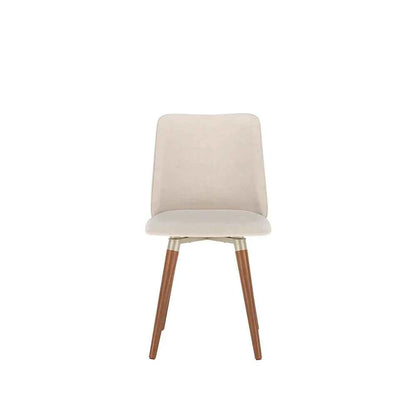 Conjunto de 4 Cadeiras de Madeira Maciça Estofada Dakota - Natural c/ Linho Off White - Champanhe